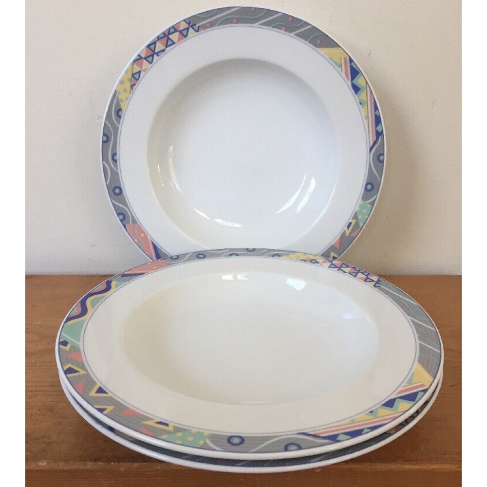 Set 3 Vtg 80s Mikasa Studio Nova Y0224 New Wave Memphis Vaporwave Soup Bowls 9"